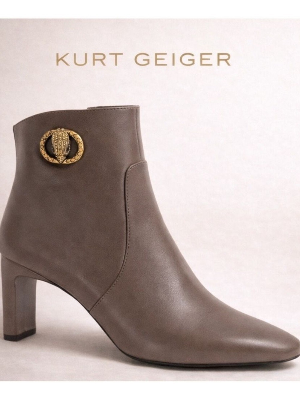 Kurt Geiger NWOB $256 Square Toe Chelsea Boots — Dark Taupe